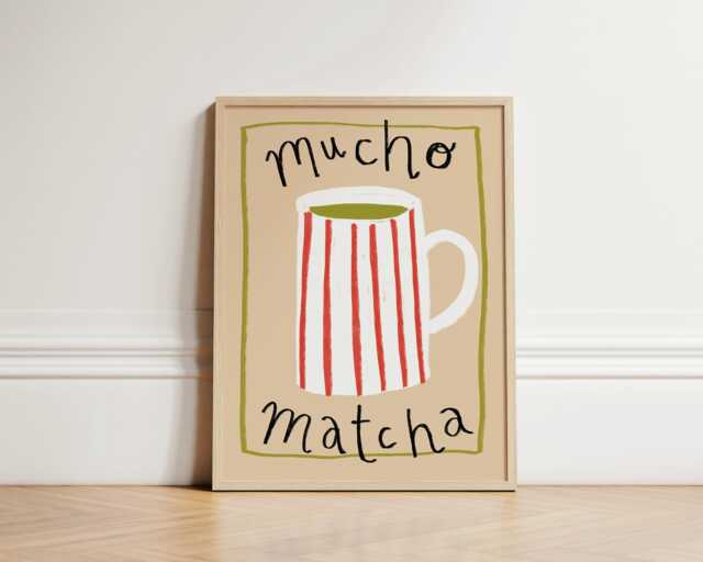 Mucho Matcha Print, Coffee Poster, Kitchen Wall Art, Decor, Aesthetic Cafe Trendy Unframed - image 1