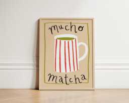 Mucho Matcha Print, Coffee Poster, Kitchen Wall Art, Decor, Aesthetic Cafe Trendy Unframed - thumbnail 1