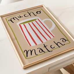 Mucho Matcha Print, Coffee Poster, Kitchen Wall Art, Decor, Aesthetic Cafe Trendy Unframed - thumbnail 2
