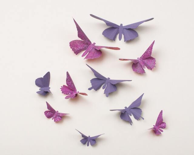 Purple 3D Butterfly Wall Decals For Nursery, Girl's Room, Home Decor in Lavender & Grape Dots - image 1