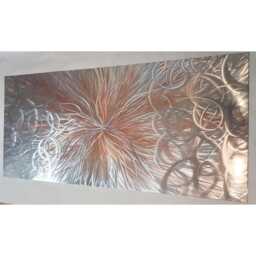Modern, Abstract, Contemporary Metal Wall Art, Sculpture, 3D Effect, By R Toomer Art. Titled Confused Nova. Silver & Copper - thumbnail 1