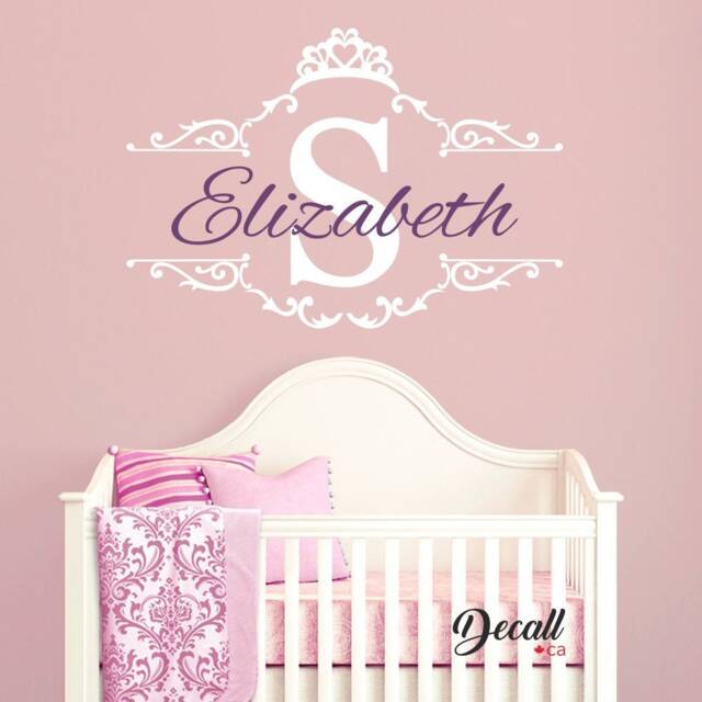Princess Tiara Crown Baby Girl Name Decal Nursery Personalized Wall - Custom Decor Removable A581 - image 1
