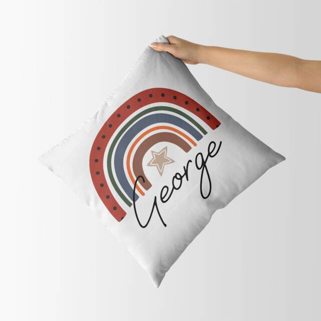 Personalised Cushion For Boys Any Name Rainbow Pillow Decorative Cushions Bedroom Accessories Nursery Decor Birthday Gifts Keepsake Present - image 1