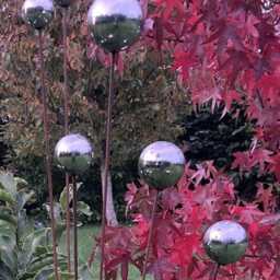 Metal Garden Rusty Stainless Steel Mirror Ball Spray Stake - thumbnail 3