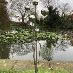 Metal Garden Rusty Stainless Steel Mirror Ball Spray Stake - thumbnail 2