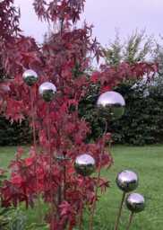 Metal Garden Rusty Stainless Steel Mirror Ball Spray Stake - thumbnail 1