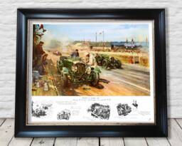 Bentleys At Le Mans 1929 Reproduction Print - By Terence Cuneo Exceptional Quality 230 Gsm Framed, Unframed Free Standard Delivery - thumbnail 1
