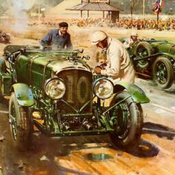 Bentleys At Le Mans 1929 Reproduction Print - By Terence Cuneo Exceptional Quality 230 Gsm Framed, Unframed Free Standard Delivery - thumbnail 2