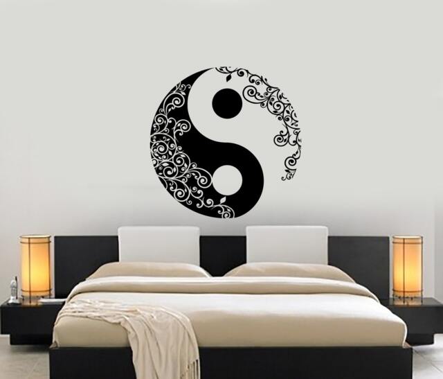 Wall Vinyl Decal Yoga Yin Yang Flower Ornament Studio Decor Room Modern Home - #1229Dz - image 1