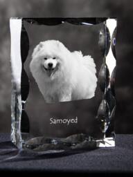 Samoyed, Cubic Crystal With Dog, Souvenir, Decoration, Limited Edition, Collection - thumbnail 1