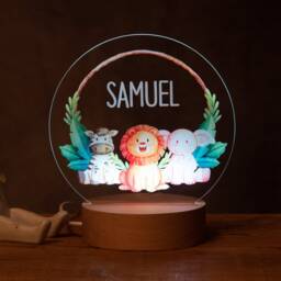 Personalised Jungle Animal Night Light, Themed, New Baby, 1st Birthday, Christening Gift, Nursery Light - thumbnail 2