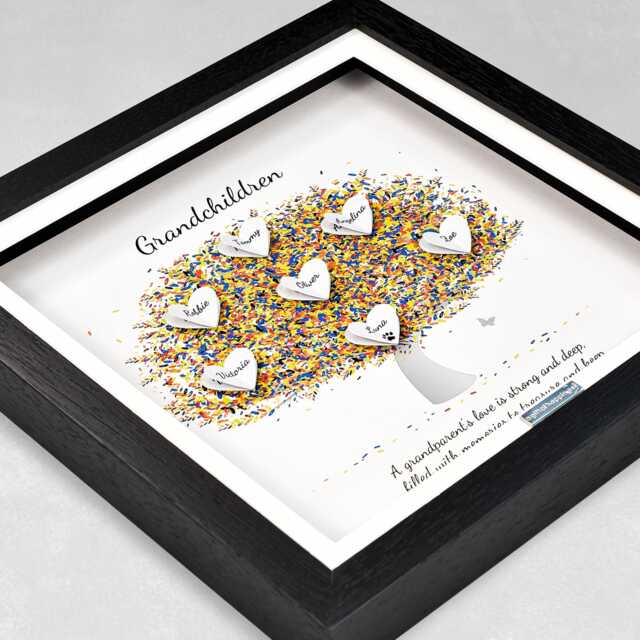 Colourful Grand Children Family Tree Grandchildren's Names Christmas Gift 3D Print Picture Frame Grandkids Present Grandma Nanny - image 1