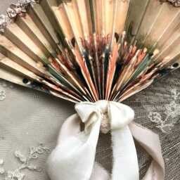 Baroque Rococo Paper Fan With Pure Silk Ribbons , Marie Antoinette Style Party Table Wedding Decor Anniversary Gift - thumbnail 3