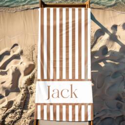 Personalized Stripe Name Beach Towel, Oversized Custom Monogram Pool Signature Towel For Kids, Vacation Gift, Picnic - thumbnail 3