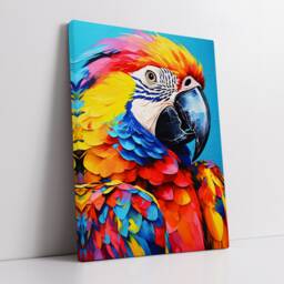 Colorful Parrot Animal Abstract Oil Painting Splatter Style Wall Art, Framed Canvas Poster Print, Home Kitchen Office Room Decor, Gifts - thumbnail 2