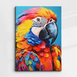 Colorful Parrot Animal Abstract Oil Painting Splatter Style Wall Art, Framed Canvas Poster Print, Home Kitchen Office Room Decor, Gifts - thumbnail 3