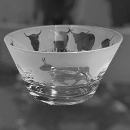 Highland Cattle Bowl - Clear Crystal Glass 13.5cm Bowl With Highland Cows Frieze Design - thumbnail 1