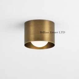 Raw Brass Flush Mount Ceiling Light, Minimalist Modern Fixture, Cylinder Downlight, Mid Century Lighting, Bedroom Hallway Light