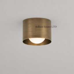Raw Brass Flush Mount Ceiling Light, Minimalist Modern Fixture, Cylinder Downlight, Mid Century Lighting, Bedroom Hallway Light - thumbnail 3