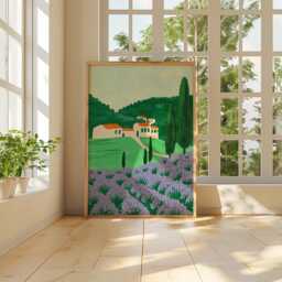 Lavender Field Poster, Tuscan Landscape Print, Countryside Wall Art - thumbnail 4