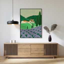 Lavender Field Poster, Tuscan Landscape Print, Countryside Wall Art - thumbnail 3