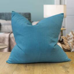 100% Linen Extra-Large Cushion Cover. Plain Teal Blue Cover - Perfect For Modern & Minimalistic Styles. 23X23