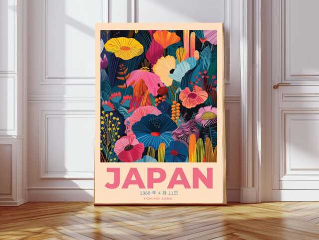 Japan Art Print, Flower Poster, Floral Wall Decor, Art, Japanese Art - image 1