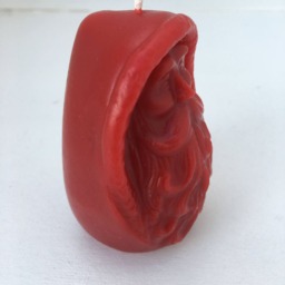 Santa Beeswax Candle. Cranberry Red - Approximately 3'' Tall - thumbnail 2