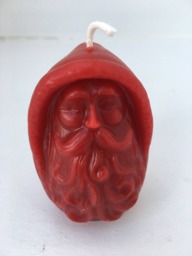 Santa Beeswax Candle. Cranberry Red - Approximately 3'' Tall - thumbnail 1