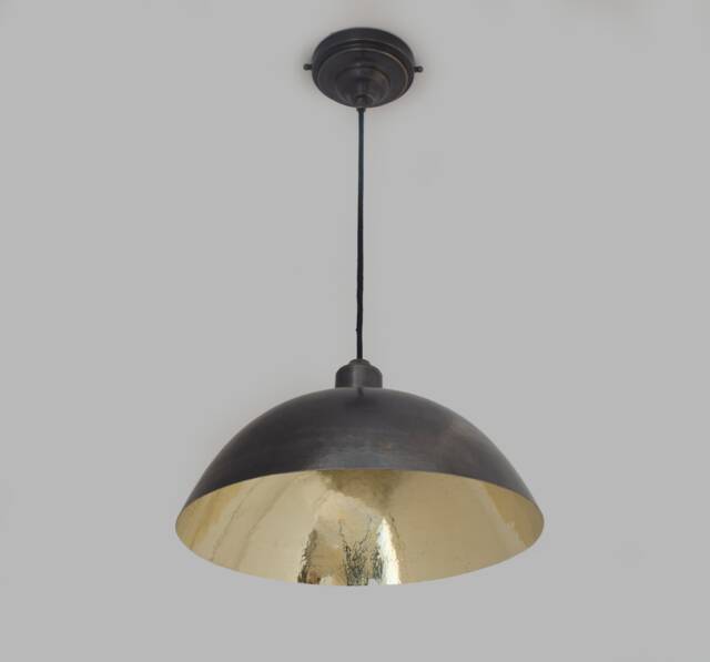 Vintage Solid Brass Pendant Light, Dome Ceiling Oiled Finish Shade - image 1