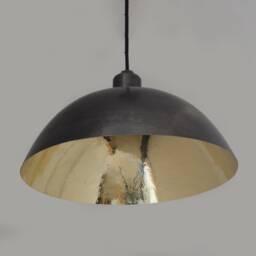 Vintage Solid Brass Pendant Light, Dome Ceiling Oiled Finish Shade - thumbnail 2