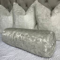 "Silver Cushion, Bolster Pillow, Luxury 16"" X 6"