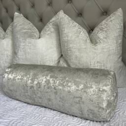 "Silver Cushion, Bolster Pillow, Luxury 16"" X 6" - thumbnail 2