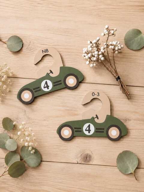 Baby Closet Dividers, Retro Racing Car Nursery Organizer, Vintage Style Clothes Separators - image 1