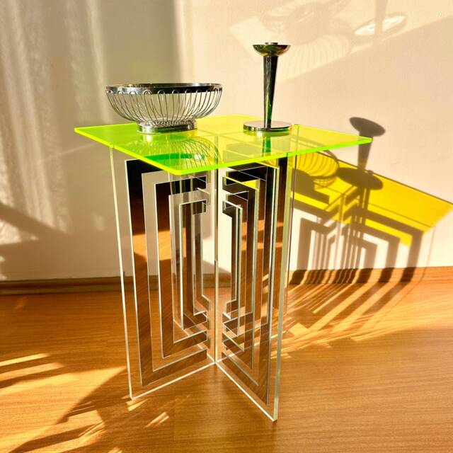 Neon Acrylic Art Deco Table Modern Accent Side Table With Mirror - Furniture - image 1