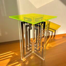 Neon Acrylic Art Deco Table Modern Accent Side Table With Mirror - Furniture - thumbnail 2