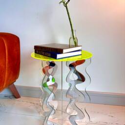 Neon Acrylic Art Deco Table Modern Accent Side Table With Mirror - Furniture - thumbnail 4