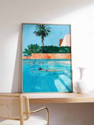 Swimming Pool Wall Art, Art Print, Poster, Blue Gift, Summer Water - thumbnail 1