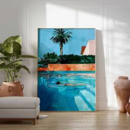 Swimming Pool Wall Art, Art Print, Poster, Blue Gift, Summer Water - thumbnail 3