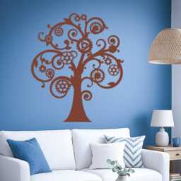 Vinyl Wall Decal Steampunk Tree Gears Mechanical Style Art Creative Boys Bedroom Room Decor Stickers Mural - #2542Di - thumbnail 3