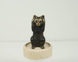 Cat Statue, 3 Inch Animal Bronze Sculpture, Handicraft, Miniature, Lover, Brassart, Office Decor, Room Mama Gift