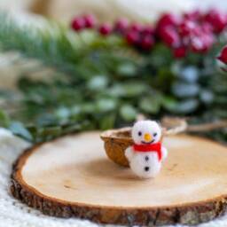 Snowman in A Nutshell Christmas Decoration Handmade Ornament, Hanging Tree Decoration, Xmas Mini - thumbnail 3