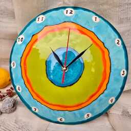 Handmade Ceramic Wall Clock - Colorful Summer Art Clock, Statement Home Decor - thumbnail 2