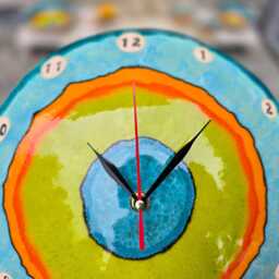 Handmade Ceramic Wall Clock - Colorful Summer Art Clock, Statement Home Decor - thumbnail 4