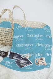 Baby Swaddle Blanket, Personalized Name Birth Announcement Boy Hospital Newborn Photo, Shower Gift - thumbnail 1
