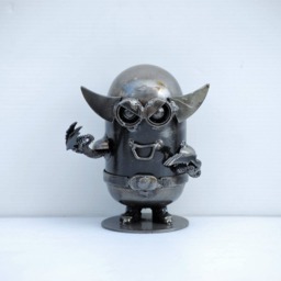 Mini Robot Metal Sculpture, Funny Figurine, Valentine Gift For Him, Office Desk Decor - thumbnail 4