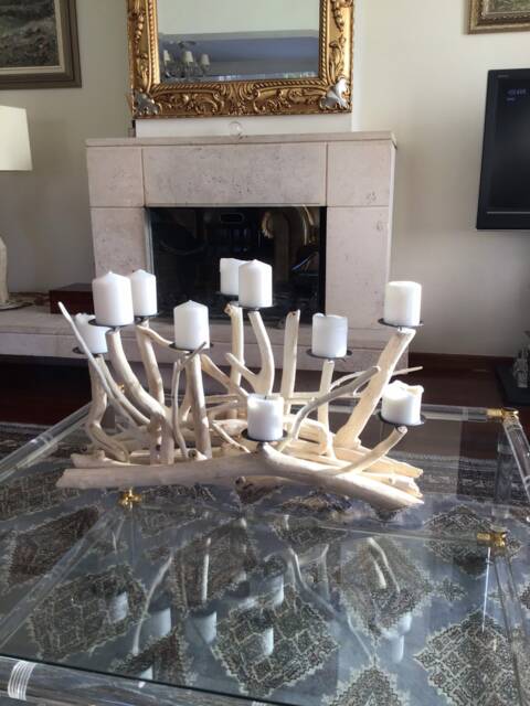 Driftwood 10 Cdls Candelabra, Coastal Candleholder, Fireplace Insert, Organic Beach Decoration - image 1