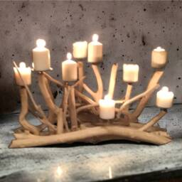 Driftwood 10 Cdls Candelabra, Coastal Candleholder, Fireplace Insert, Organic Beach Decoration - thumbnail 2