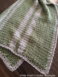 Grey & Green Baby Blanket - Neutral Handmade Shower Gift Newborn Crochet Nursery - thumbnail 1