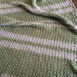 Grey & Green Baby Blanket - Neutral Handmade Shower Gift Newborn Crochet Nursery - thumbnail 2